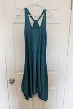 Ibex Carmen Merino Wool Racerback Tank Dress Fit & Flare Teal Blue Size Small