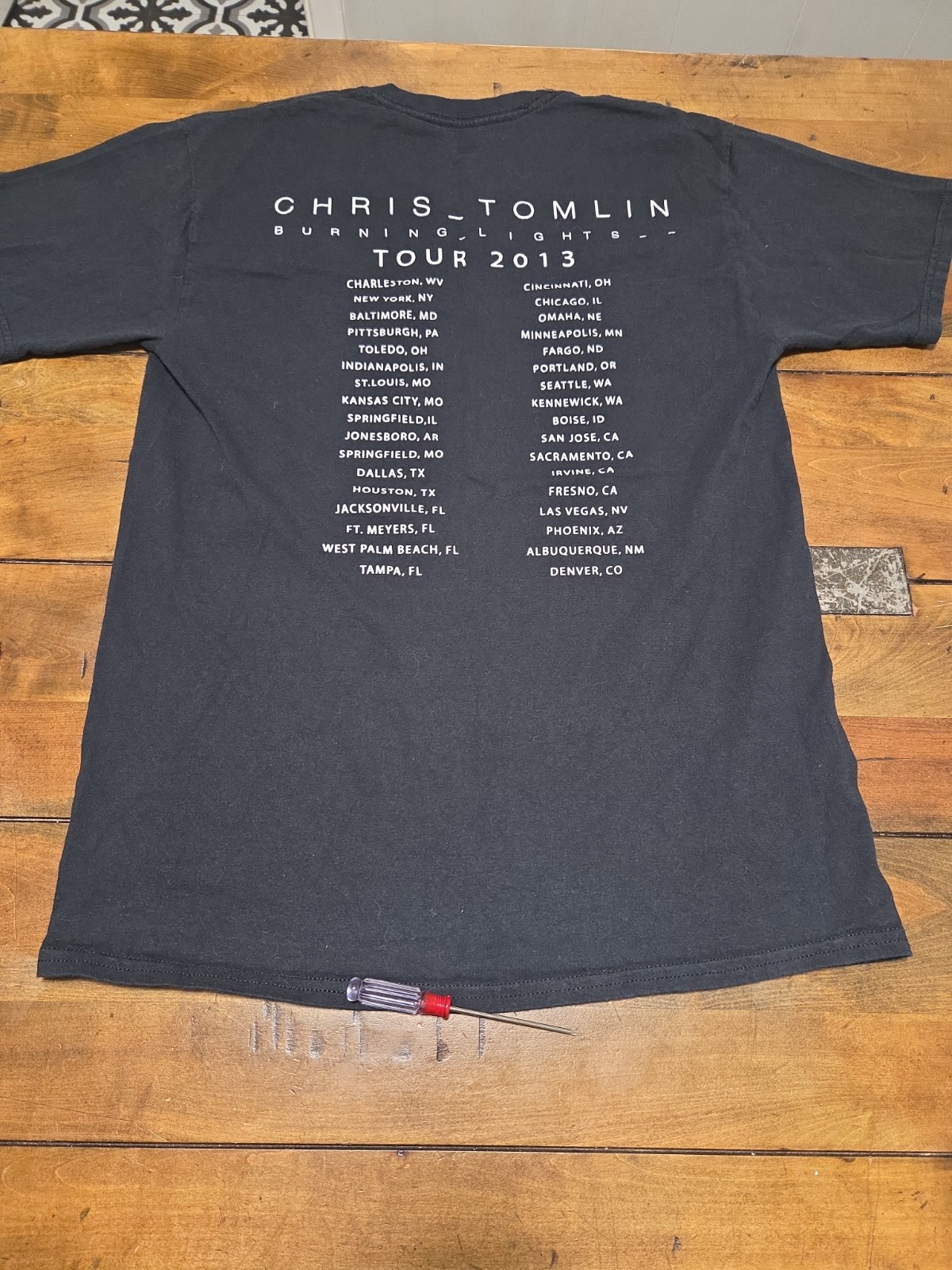 Chris Tomlin Burning Lights 2013 Tour Shirt XL Black Christian Worship Band Tee image 4