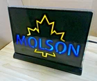 Vintage Molson Beer Electriglas Table Lighted Sign Maple Leaf Man Cave Miller