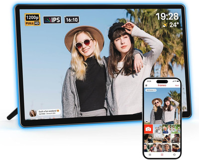 Neon Light Digital Picture Frame - 14'' 2K FHD Display | AI Color-Changing LED St