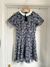Adorable Women’s Asos Blue Floral Mix Mini Short Sleeve Summer Dress size 10