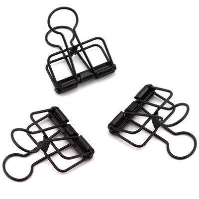 12-Pack Medium Metal Wire Binder Clips, Office Supplier School 12 Pack, Black 