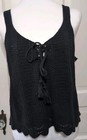 Old Navy Black Crop Top Crochet Knit Tie Party Festival Womens L(1475)D