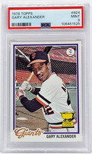 1978 Topps #624 Gary Alexander All-Star Rookie Card - PSA 9 Mint, SF Giants. rookie card picture