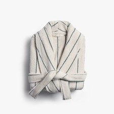 Turkish Cotton Pinstripe Robe M Parchment  Cove - Parachute