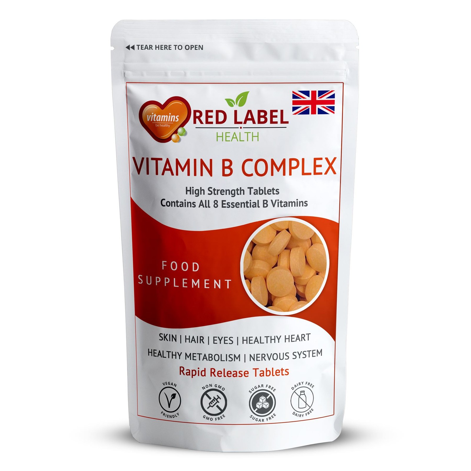 Vitamin B Complex 100 Tablets High Strength B1 B2 B3 B5 B6 B7 B9 B12 - Vegan - Image 2