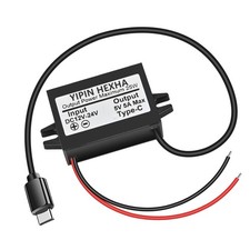 DC 24V/12V to 5V USB Type-C Step Down Converter Output USB-C 5A Type-C, Black