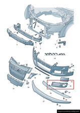 Audi Right Lower Bumper Fog Light Grille 8J0807682H3FZ VAG OEM New Genuine