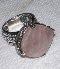 Vintage Sterling Silver 925 Pink Quartz Faceted Ring size 7