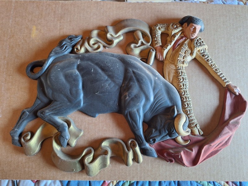 Old Vintage Antique Bull Fighter sign Mancave Decor Art Display Miller Studio