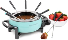 12-Cup Electric Fondue Pot Set for Cheese & Chocolate - 8 Color-Coded Forks, Adj