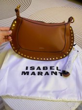 ISABEL MARANT Oskan Moon Tan Brown Studded Leather Crossbody Shoulder Bag