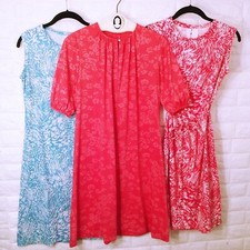 Vintage 60s Lot 3 Handmade Polyester Knit A-Line Casual Dresses S 6 Mod Retro