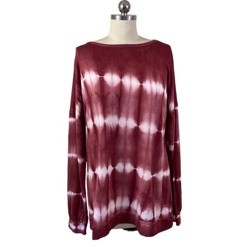 Knox Rose langärmeliges gestanztes Damenhemd groß neu mit Etikett rot Boho Hippie Co