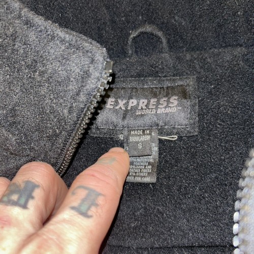 Express Men's Black Zip Wool Puffer Vest Size S - Picture 2 of 6
