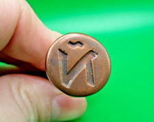 Vintage Copper Metal Wood Initial " " Sealing Wax Seal Stamp