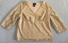 Top Babydoll Vintage Y2K XL Busto Definito Pizzo Oro Beige Fata Romantico