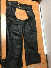 Vintage Harley Davidson Black Leather Chaps MENS M Made In The USA