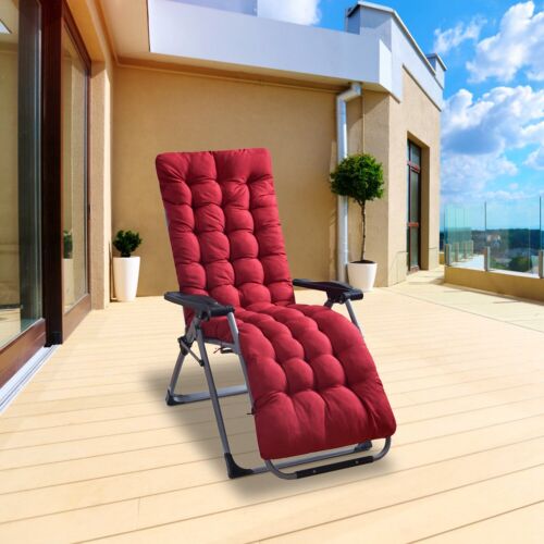 67"Lounge Chair Cushion Tufted Soft Outdoor Rocking Seat Deck Chaise Pad W/ Ties - Picture 60 of 75