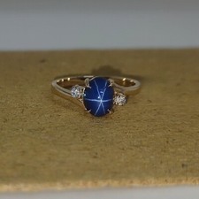 Beautiful Lindy Blue Star Sapphire Ring 925 Solid Silver Anniversary Gift Ring