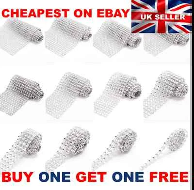 SILVER Strips Diamonte Rhinestone Crystal Diamond Wedding Card Banding Ribbon - Image 1 of 4