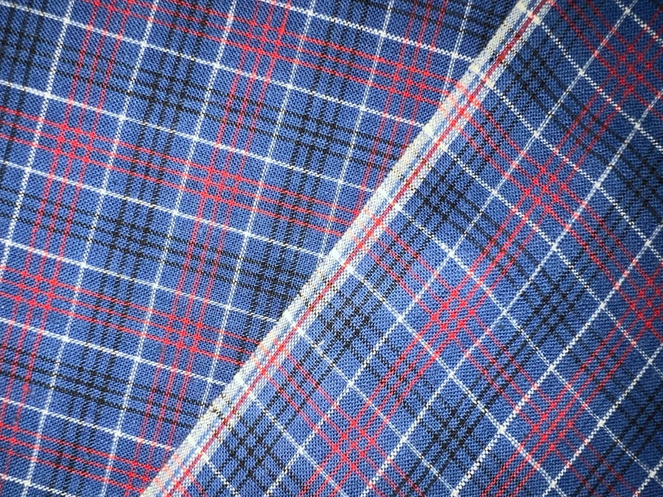 Coupon de tissu ancien pur coton fermière écossais larg 100 cm x H 88 cm C057 - Photo 4/4