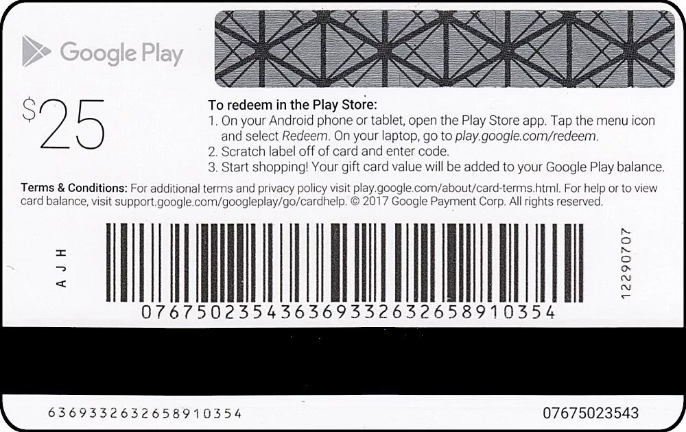 Google Play * Brand New Collectible Gift Card w/Backer No Value * AJH