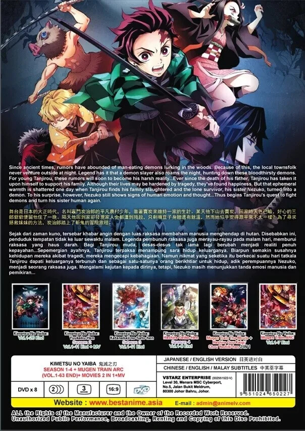 DVD Anime Demon Slayer: Kimetsu No Yaiba Season 1-4 +Mugen (1-63