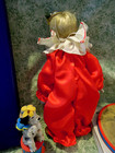 Hd-721   Porcelain/cloth ''TOMMY the Clown" boy doll, blonde; 10" tall w/stand — photo 5