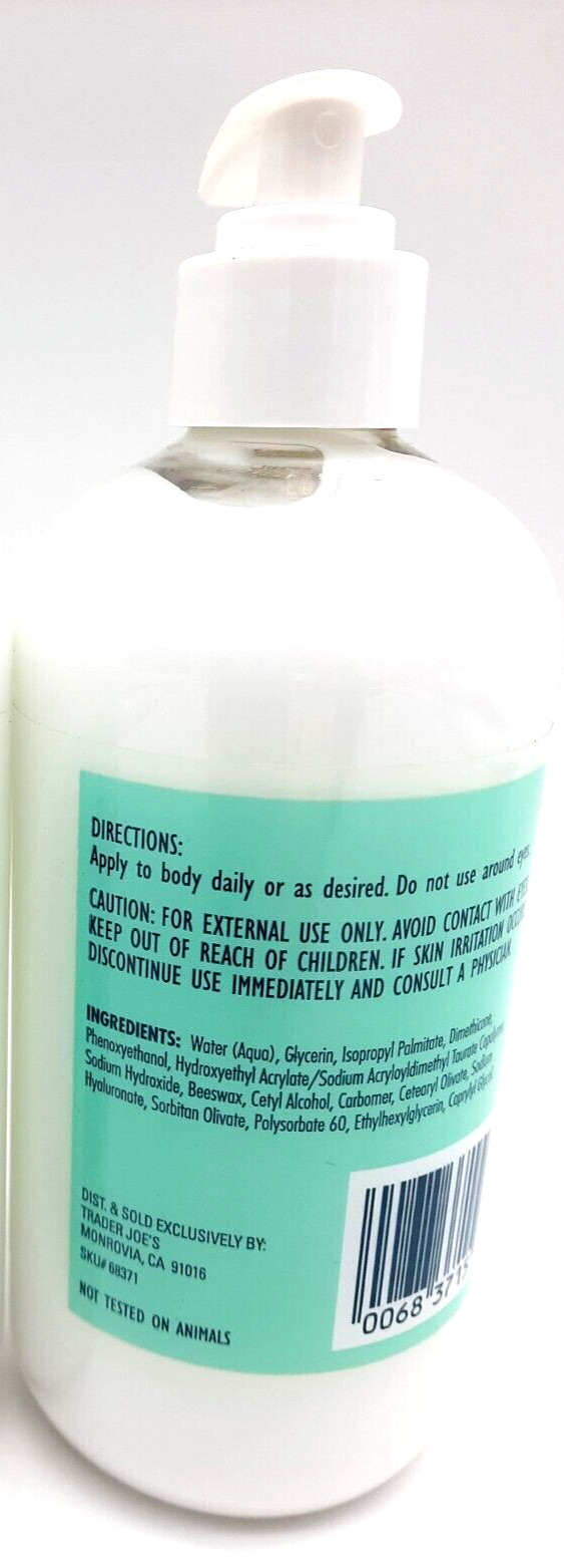 Trader Joe's Nourish Hydrating Hyaluronic Body Gel Cream Lotion Moisturizing