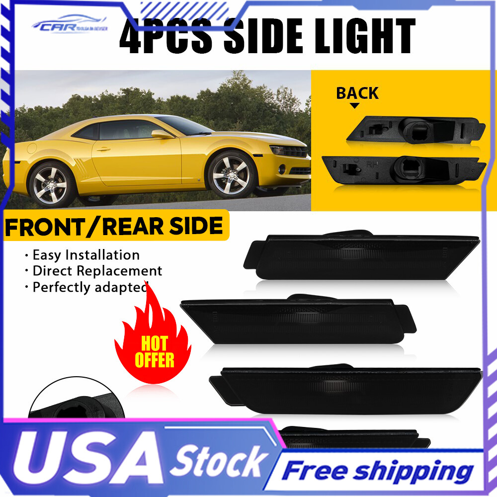 Smoked Lens Side Rear Front Marker Light Housing for 2010-2015 Chevy Camaro