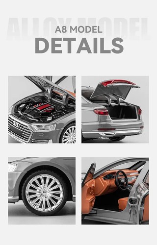 1:24 Audi A8 Diecast Auto Modell Simulation Sound & Licht Kinder Spielzeug Geschenk - Bild 19 von 27