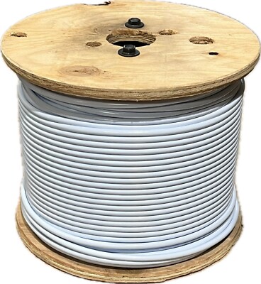 WHITE Vinyl Coated Cable Wire Rope, 1/8''- 3/16'', 7x7, 500 ft reel