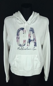 Hollister Branco Manga Comprida Feminina Casual Algodão Moletom Com Capuz Top Tamanho: M | eBay