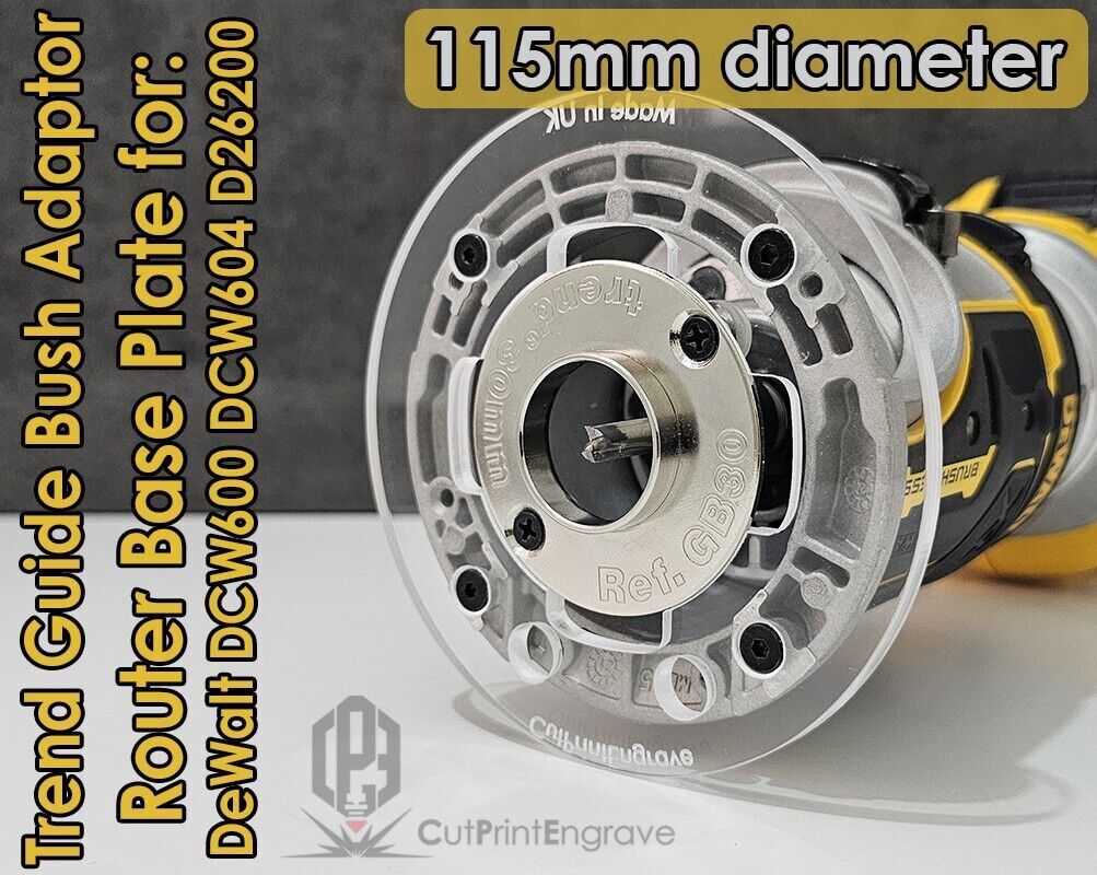 Dewalt DCW600 Trimmer Router Trend Guide Bush Adaptor Base Plate 115mm