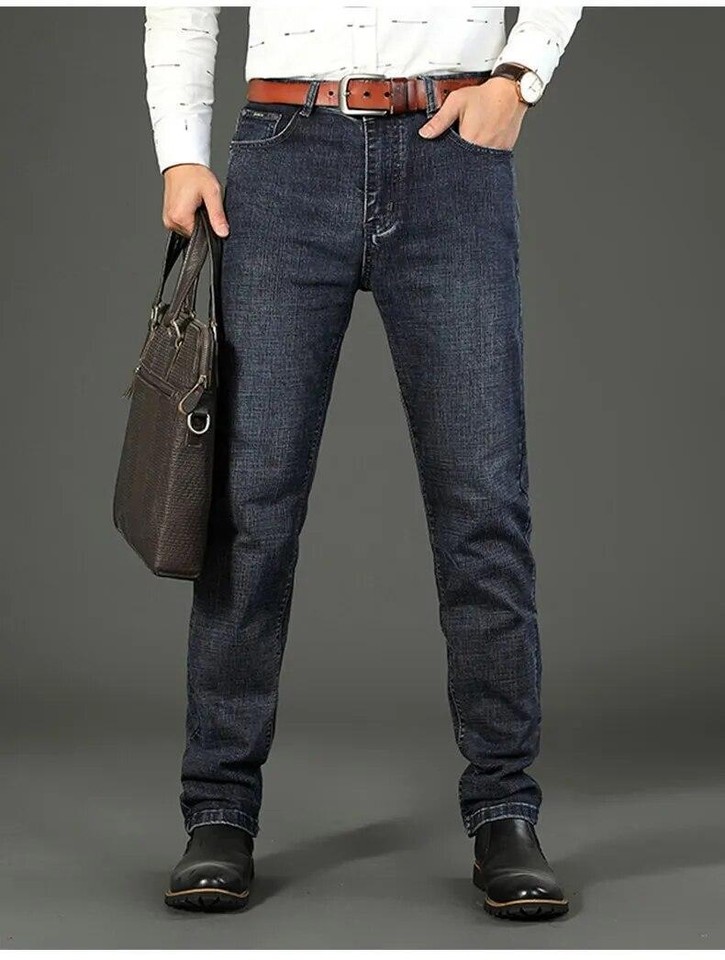 Business Men's Jeans Casual Straight Stretch Fashion Classic Blue Work Denim Trousers Male WTHINLEE Brand Clothing Size 28-40 main image 1