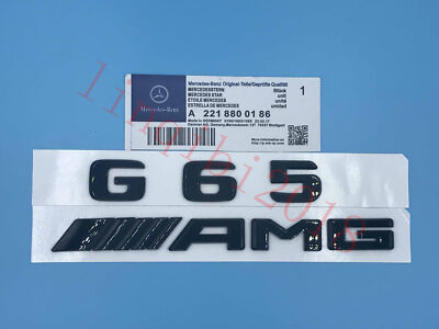 NEW Gloss Black '' G65 + AMG '' Letters Trunk Embl Badge Sticker for Mercedes Benz