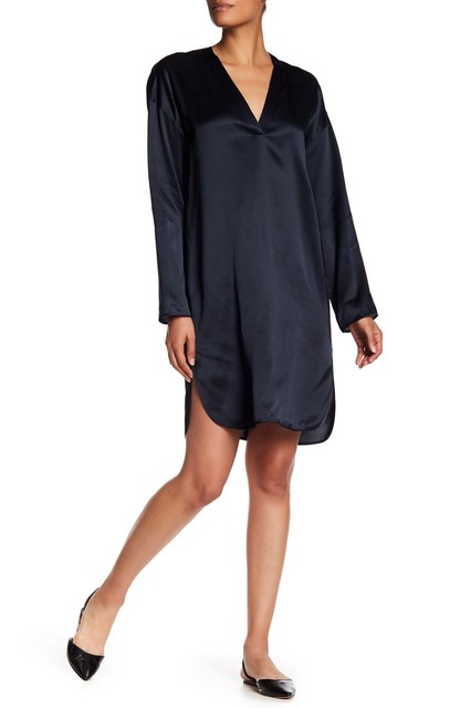 Vince V-neck 100 Silk Tunic Long Sleeve 