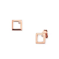Cai Ohrstecker 925 Sterling Silber Rosé Vergoldet Zirkonia Viereck Damen Dainty