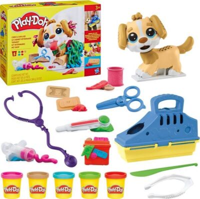 Play-Doh Tierarzt Knetset, Spielzeughund, Tragebox, 10 Knetwerkzeuge