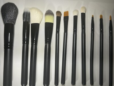 12 Professional Makeup Brush Set In Cylinder-Shaped Case, Color Black, New