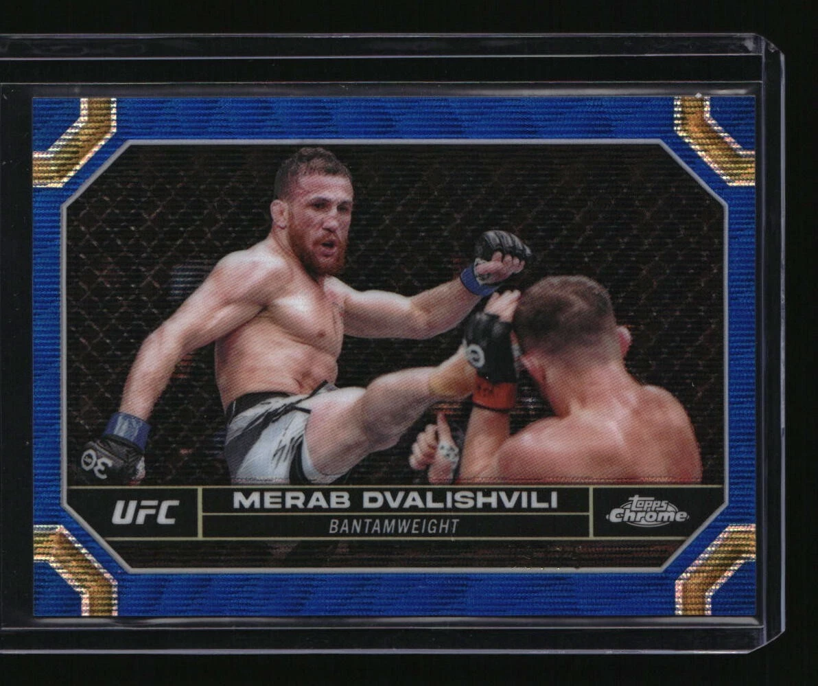 2024 Topps Chrome UFC - Merab Dvalishvili - Blue Wave Refractor 9/75 - No. 135
