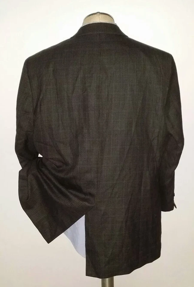 Chaqueta Blazer Abrigo Deportivo 48L 48R Púrpura Marrón Azul LANA TWEED Micro Cuadros Dientes Foto 3 de 4