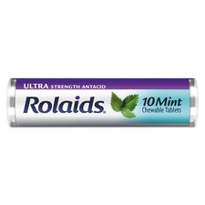 Rolaids R10034 Ultra Strength Antacid Chewable Tablets, Mint, 10/Roll, 12