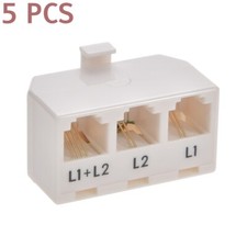 5x 3 Way RJ11 Male to 3-Female Telephone Phone Line Splitter Adapter 6P4C White