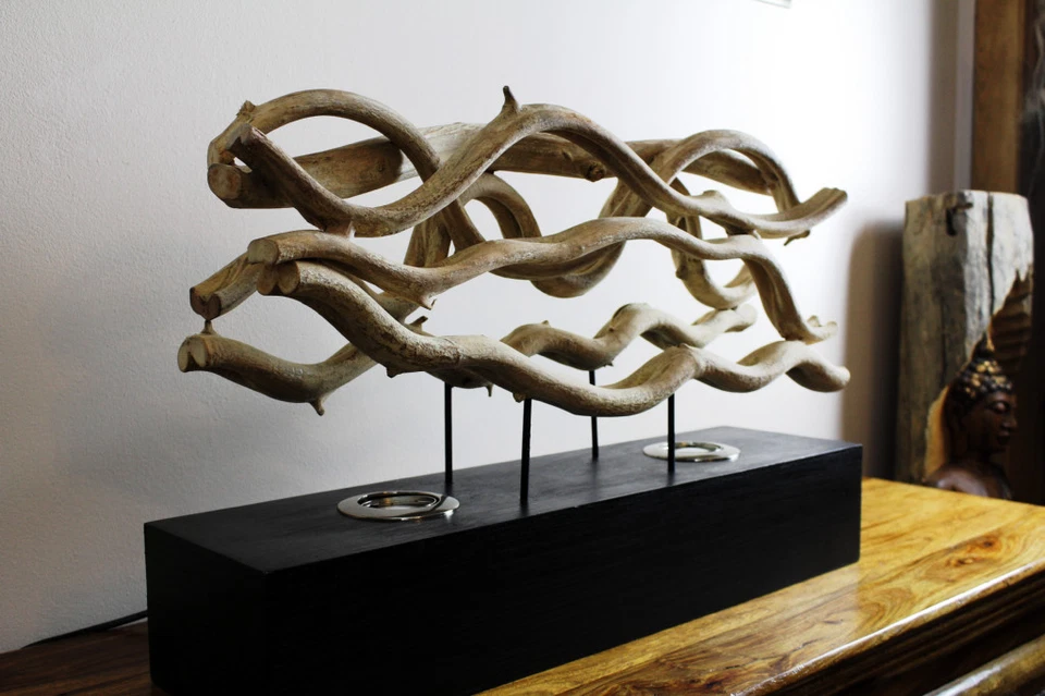 Treibholz Lampe Holzleuchte Liane Natur Unikat Handarbeit LED Tischlampe modern - Bild 4 von 4