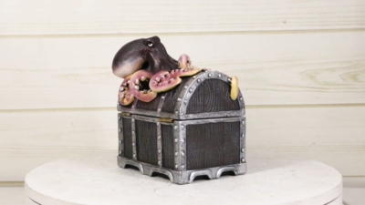 Nautical Marine Ocean Octopus Kraken Guarding Treasure Chest