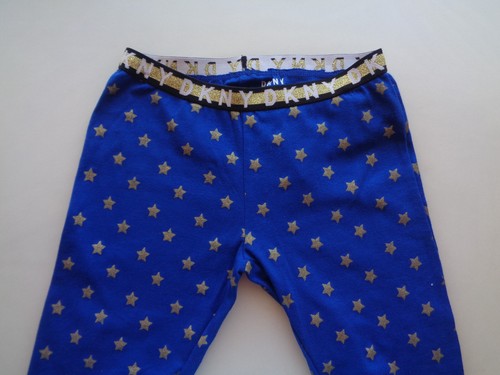 DKNY Pajama Set Top Pants Blue Gold Stars Glitter 12 Tight Fit Big Girl L Large - Picture 15 of 19