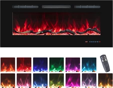 48'' Electric Fireplaces Inserts, Recessed & Wall-Mounted Fireplace Heater with