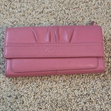 Coach Pink Folding Wallet with Zipper Accents Women's Credit Card Holder